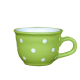 Cappuccino-teás csésze 2,5 dl, pasztell zöld-fehér pöttyös